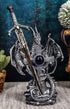Ebros Gift Legendary Silver Dragon Guardian of The Celtic High Cross Letter Opener Figurine Sculpture