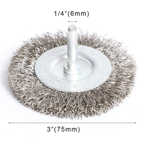 4PCS 3 Inch Stainless Steel Wire Wheel Brushes Kit for Drill with 1/4-Inch Shank,Wire Wheels for Power-Operated Grinders
