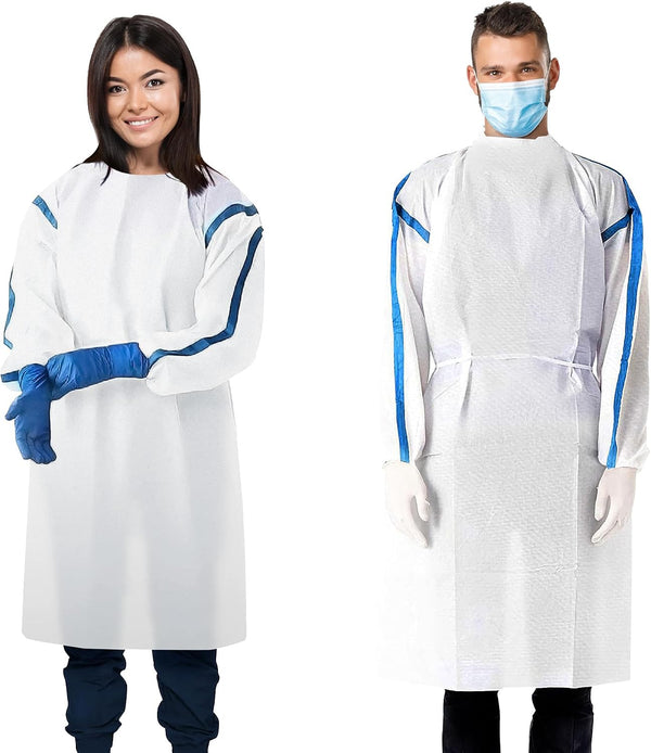 AMZ Medical Supply White Disposable Isolation Gown, X-Small. 5 Pack 35 GSM