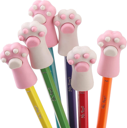 Mr. Pen Cat Paw Top Eraser, 12 Pack, Cute Pencil Toppers for Kids, Fun Erasers, Cap Erasers, Pencil Erasers for School