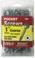 Milescraft 5201 Wood Pocket Hole Screws, #7 x 1" Pan Head with Coarse Thread (100pc.), Torx Drive Self-Tapping