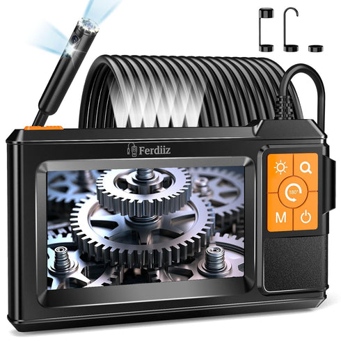 Ferdiiz Dual-Lens Borescope with Light,Endoscope Camera with Light with 4.3" IPS Screen,1920P HD