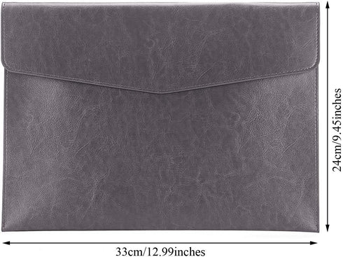 Enyuwlcm PU Leather A4 File Folder Document Holder with Snap Closure for Receipt Contract, Gray