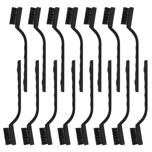 15 Pcs Mini Nylon Wire Brush Set for Cleaning Welding Slag Rust, Curved Handle Scratch Brush Set