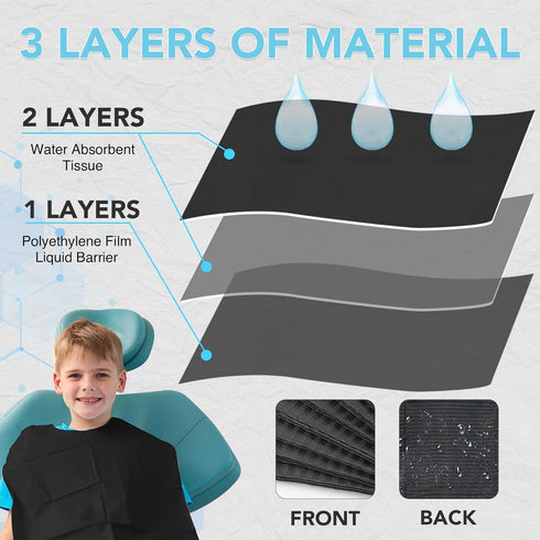 80 Pack 13"x18", 3-Ply Disposable Dental Bibs Waterproof Tattoo Bibs Sheet for Nail Salon, Dental Clinic, Feeding