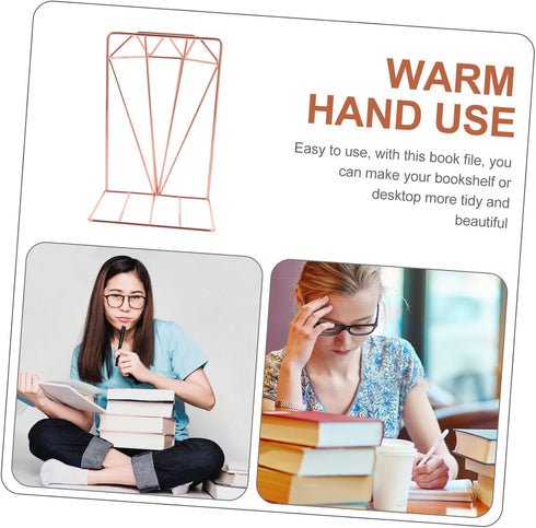 ARTIBETTER Iron Bookends for Desk Organization Stylish Book Fixing Rack for Office Home Non Slip Bookshelf Accessories