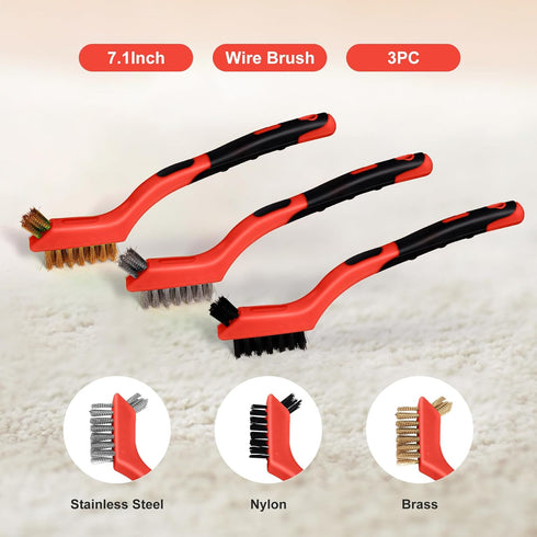 MAXMAN Wire Brush Set, 6Pcs Small Brushes for Deep Cleaning, Rust Remover, 7 Inches, Red