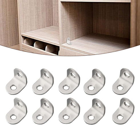 HanOaki 10 90 Pieces Stainless Steel L Shape Degree Brackets for Corner Reinforcement in Wood Furniture, Shelves