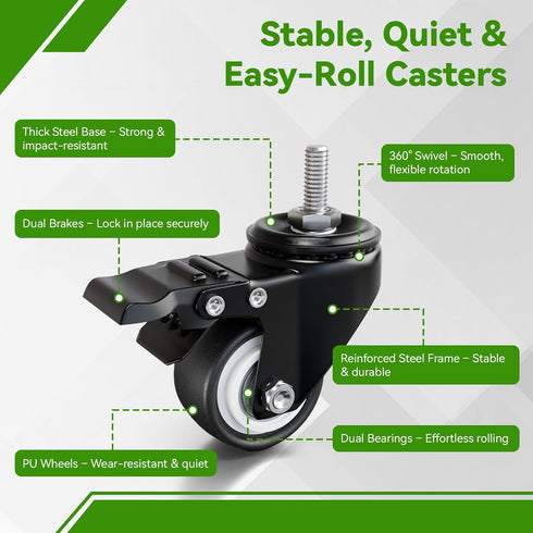 Set 4, 440 lbs 360 LIVTAB Replacement Caster Wheels for Smart Coffee Tables, of Heavy Duty, Total Capacity, Smooth