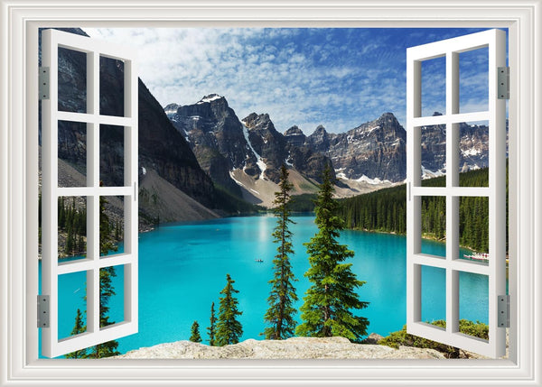 Fake Window for Walls Decal, Faux Windows Poster Picture Open Landscape Wall Art Decor, Natural Scenery Mural (48"x32")