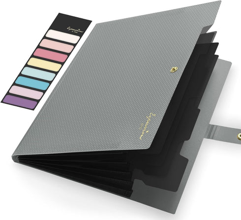Sooez Expanding File Folder, 5 Pocket Accordion Organizer for Documents - Cute Folder with Labels, Portable A4 Size,
