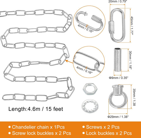 15 65 Lbs PATIKIL Feet Lighting Chain for Hanging Lamp, Chandelier Chain Light Fixture Chain Load Capacity for Pendant