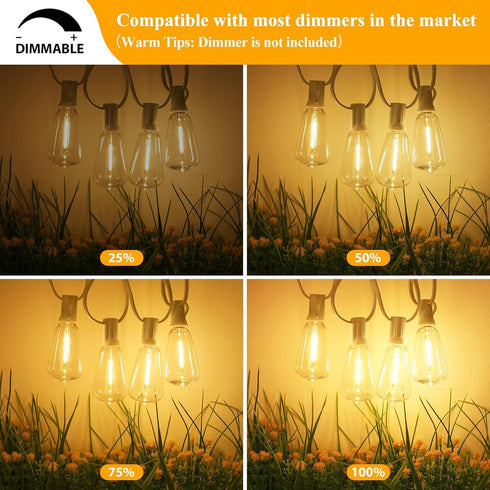 25 ST38 13 Bulbs, E12 Brightever Outdoor String Light FT, Patio Lights with Edison Waterproof Connectable Hanging