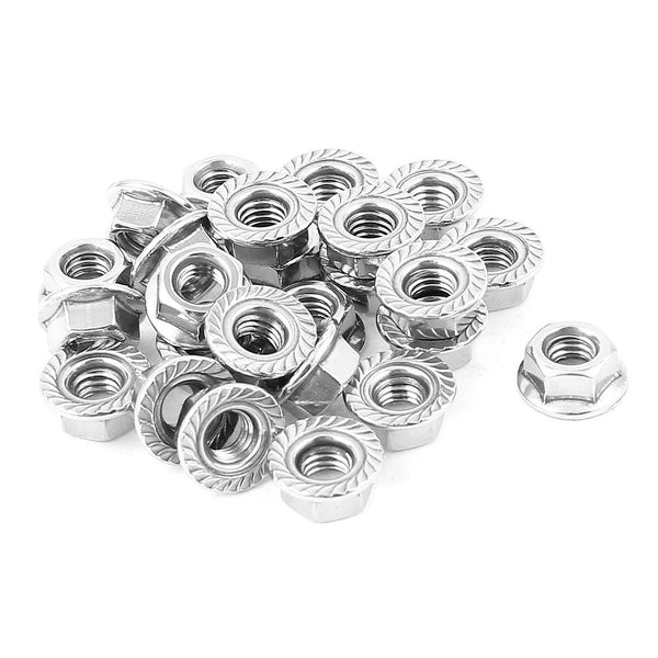 SpzcdZa M6 x 1mm Thread 304 Stainless Steel Serrated Flange Metric Hex Lock
