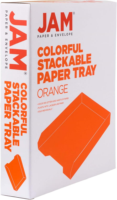 JAM PAPER Stackable Paper Trays - Orange, Desktop Document, Letter, & File Organizer Tray, Sold Individually