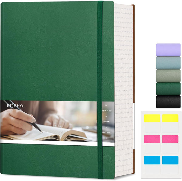 EMSHOI Bible Journal Lined Notebook, 400 Pages B5 College Ruled, Softcover Leather Journal, 100gsm Thick Paper, Dark