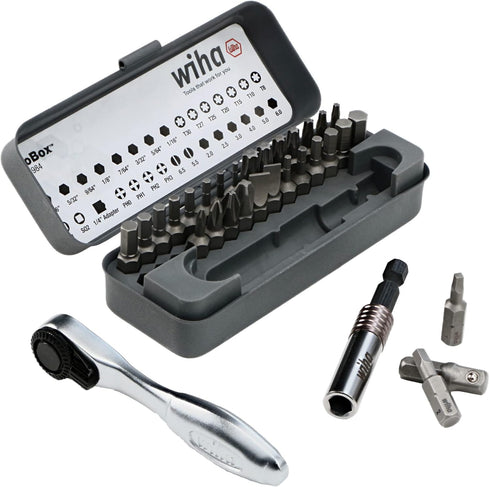74984 32 Set Wiha Piece GoBox Standard Bit with Mini Ratchet