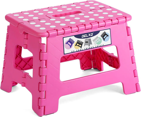 Delxo Folding Step Stool 9 inch Non-Slip Foldable Toddler Stools Up to