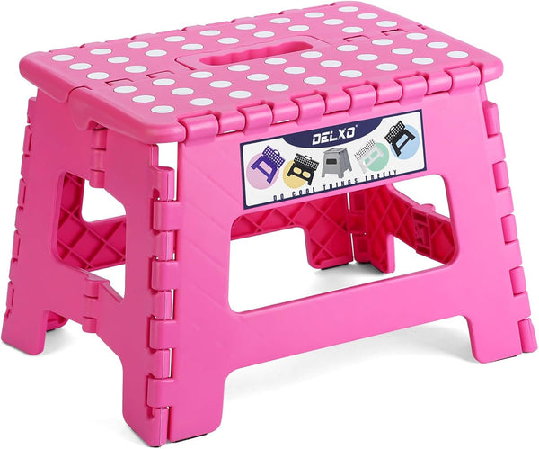 Delxo Folding Step Stool 9 inch Non-Slip Foldable Toddler Stools Up to