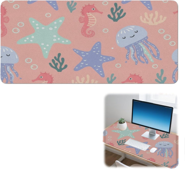 Generic Jellyfish Starfish Ocean Desk Mat Multifunctional Large Keyboard Mouse Pad, Waterproof Dual