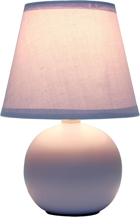 LT1196-PRP-2PK 8.66" 2-Pack Set Simple Designs Chic Little Globe Ceramic Table Lamp with Matching Tapered Shade