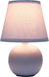 LT1196-PRP-2PK 8.66" 2-Pack Set Simple Designs Chic Little Globe Ceramic Table Lamp with Matching Tapered Shade