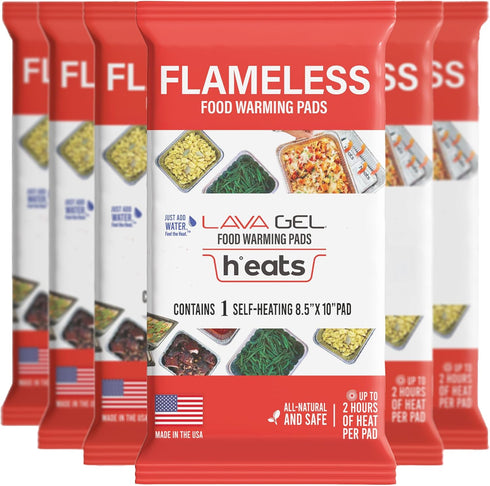 Flameless Food Warmers (6 Pack) Disposable Pads to Keep Food Warm Half