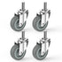 Caster Wheels 3 inch with No Brake, 1/2" -13 x 1-1/2" Threaded Swivel Casters Set of 4, Grey