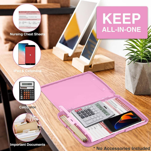 Sooez Clipboard with Storage, High Capacity Nursing Clipboards, Heavy Duty Plastic Storage Clipboard, A4 Letter Size