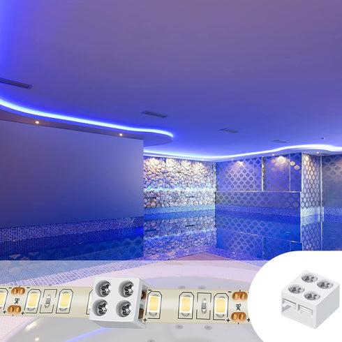 25 Pack 2 Pin LED Connectors for Strip Lights, Solderless LED Tape Light Connector Tape to Tape, 0.3 Inch/8 mm