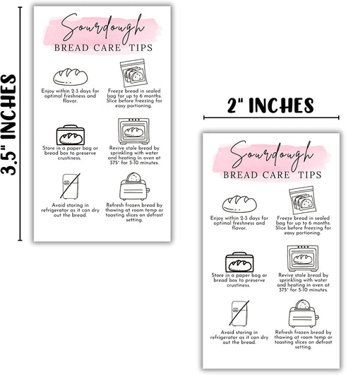 Lashicorn 50pk 2x3.5 Packaging Sourdough Bread Care Instruction Cards | Storage Bakery Starter Client Cinnamon Roll