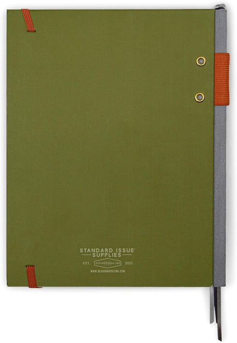 DesignWorks Ink Standard Issue Army Green and Chili Planner Notebook No. 3 Journal with 192 Lined Pages, Elastic Closure, Pen Holder, and 3 Ribbon Marker for Work, Writing, Journaling by DesignWorks Ink