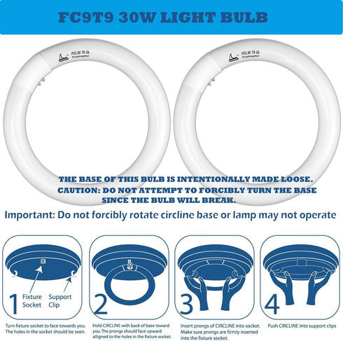FC9T9 9 inch Bulbs T9 30W, FCL30 30 Bulb 6500K, G10q 4 2 Pack CHKADAWA Circline Light Circular Fluorescent Lamp Round