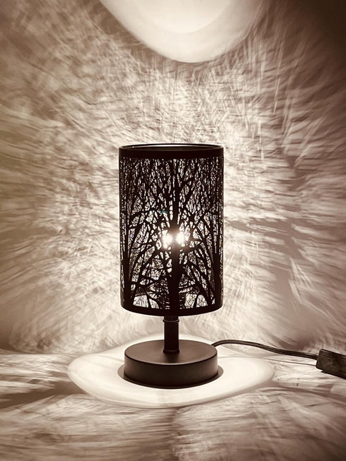 Table Lamps Bedside Nighting Light Decorative Nightstand Lamp for Bedroom, Living Room, Black Metal Shade Forest