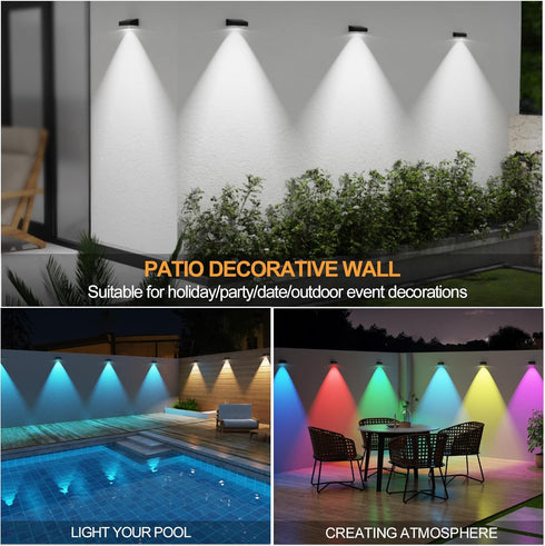 IP65 12 Holiday-4pack ZCXLIGHT Solar Fence Lights,Fence Lights Solar Powered Waterproof Multicolor Led Fixed Colors RGB