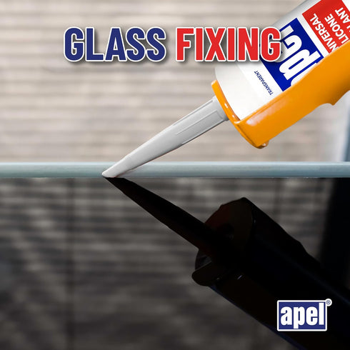 apel All Purpose Clear Silicone Sealant, Waterproof 100% Silicone Caulk, Weatherproof & Flexible Adhesive Sealant, 1 x