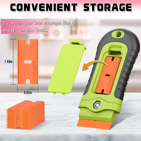 2 10 DIYSELF Pcs Plastic Razor Blade Scraper with Pcs Blades, Plastic Scraper Tool for Adhesive Remover, Scrapers