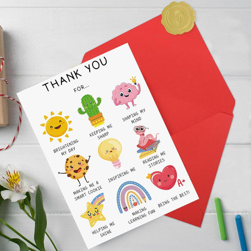 MOROLURU Funny Thank You Card for Teacher, Cute Daycare Teacher Appreciation Cards Gifts for Men Women, Thank You