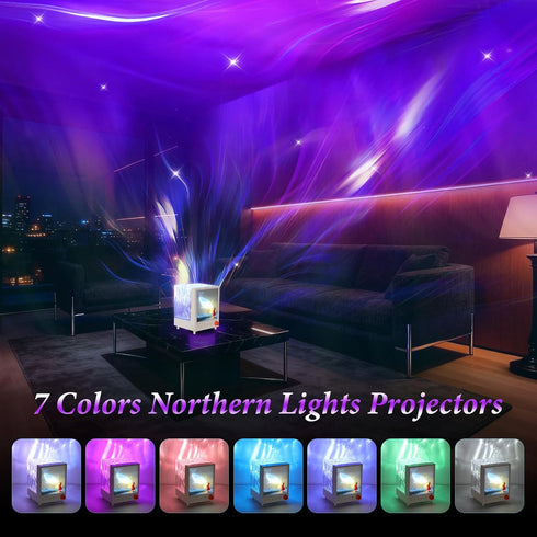 7 Dimmable TOBTOS Northern Lights Projector with Bluetooth Speaker & White Noise - Colors Ocean Wave Night Light
