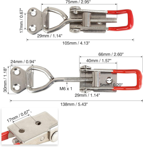 X AUTOHAUX 2pcs Stainless Steel Adjustable Pull Toggle Clamp - Heavy Duty Latch Hasp without Hole