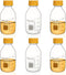 ULAB Round Media Storage Bottle, 500ml (16.9oz), 3.3 Borosilicate Glass Bottles with GL45 Screw Cap, Pack of 6