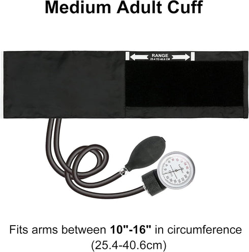 LotFancy Aneroid Sphygmomanometer, Blood Pressure Monitors, Manual Blood Pressure Cuff with Zipper Case, Calibration for Accurate Readings, Adult Size Cuff (10"-16"), Black