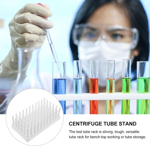 Lab Test Drying Rack, Holds 66pcs 12-16 mm Test Tubes, Plastic Stand Dryer for Peg Rack (White)