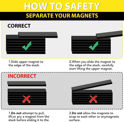 DIYMAG Strong Rare Earth Neodymium Magnets, N52 Heavy Duty Bar Magnets with Double-Sided Adhesive