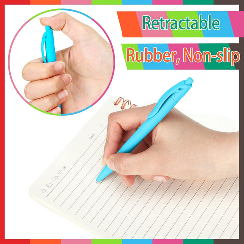 Fulmoon 300 Pcs Black Ink Pens Bulk, 1.0 mm Medium Point Retractable Ballpoint Pens for School Office Supplies (Rainbow)