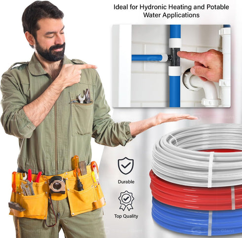 Poly Pex-A Expansion Tee Fitting, 1/2" x 1/2" x 3/4", Plastic Pipe Fitting for Pex-A Tubing