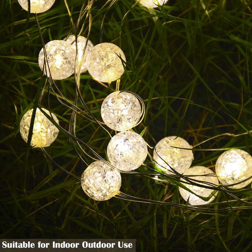 Grandhome 10ft 30 8 Globe String Lights, Crystal Ball Led String Lights Warm White, LED Fairy Lights Battery Operated