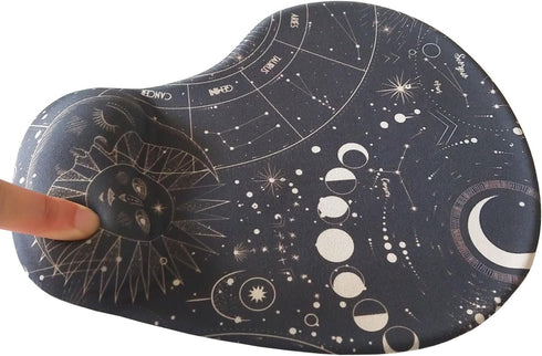 Ergonomic Aesthetic Black Portable Mouse Pad, Non-slip Computer Mouse Pad with 3D Gel Wrist Rest