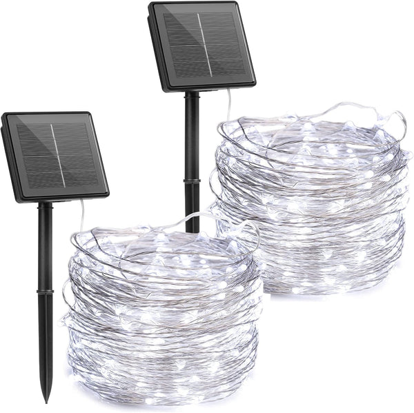 Brightown Outdoor Solar String Lights, 2 Pack 33 Feet 100 Led Solar