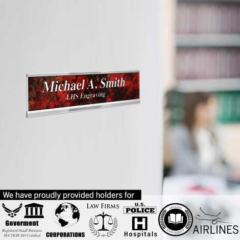 LHS My Business 2x8 N6 Engraved Name Plates for Door Sign Personalized Cashew Plastic Plaque with Black Letters - Made